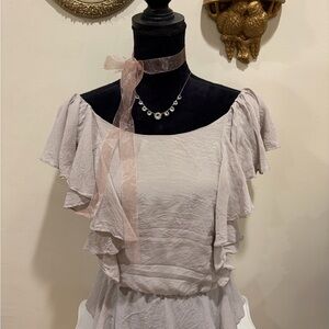 Isabel Lu Cream 100% Silk Blouse